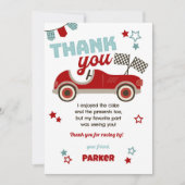 レースカーをテーマにしたサンキューカード 招待状 (正面)