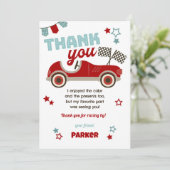 レースカーをテーマにしたサンキューカード 招待状 (スタンド正面)