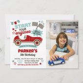 レースカーをテーマにしたパーティの招待状（写真あり） 招待状 (正面)