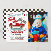 レースカーをテーマにしたパーティの招待状(2回目の誕生日) 招待状 (正面/裏面)