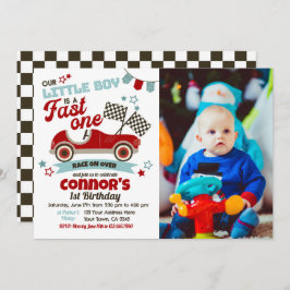 レースカーをテーマにしたパーティの招待状（2回目の誕生日） 招待状