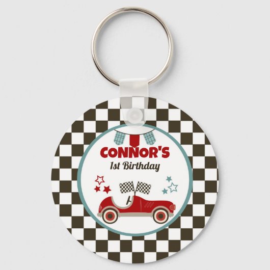 レースカーをテーマにしたパーティー キーホルダー (正面)