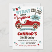 レースカーをテーマにしたパーティー 招待状 (正面)