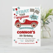 レースカーをテーマにしたパーティー 招待状 (スタンド正面)