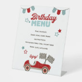 レースカーをテーマにしたメニュー 台座サイン (正面)