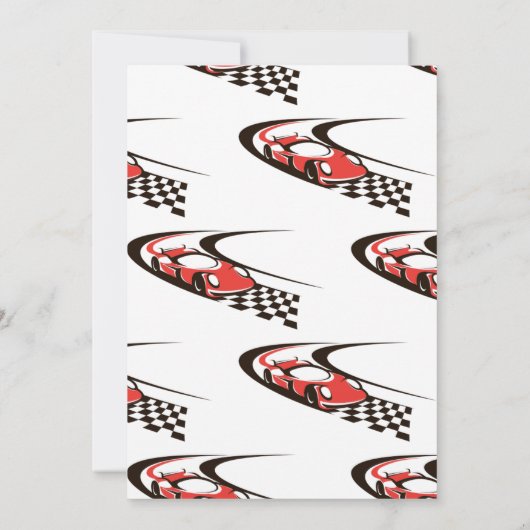 レースカーをテーマにした第1の誕生日パーティの招待状 招待状 (裏面)