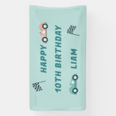 レースカーをテーマにした誕生日パーティバナー 横断幕 (縦)