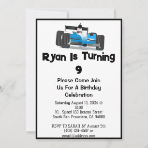 レースカーをテーマにした誕生日招待状 招待状