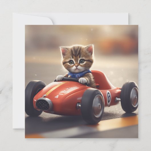 レースカーを運転する猫 招待状 (裏面)