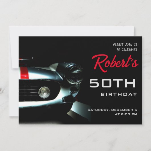 レースカーイタリアン誕生日招待状 招待状 (正面)