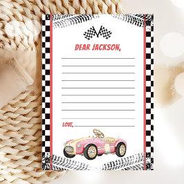 レースカーガール誕生日タイムカプセルノートカード サンキューカード