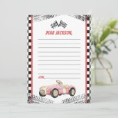 レースカーガール誕生日タイムカプセルノートカード サンキューカード (スタンド正面)