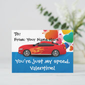 レースカーキッズクラスルームパーソナライズされたバレンタイン 招待状 (スタンド正面)
