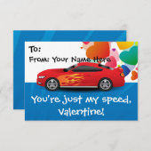 レースカーキッズクラスルームパーソナライズされたバレンタイン 招待状 (正面/裏面)