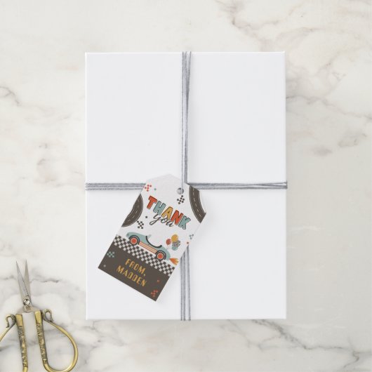 レースカーサンキューカード ギフトタグ (より糸付き)