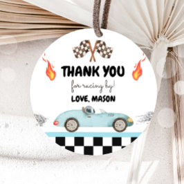 レースカーサンキューブルーレーシングブルーボーイ誕生日 フェイバータグ