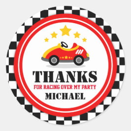 レースカーサンキューメッセージカード ラウンドシール