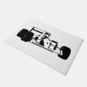 レースカーシルエット（白黒） ドアマット (アングル)