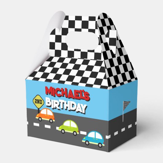 レースカーズ少年の誕生日パーティー フェイバーボックス (正面サイド)