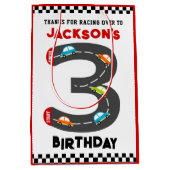 レースカーズ第3誕生日キッズパーティー ミディアムペーパーバッグ (正面)