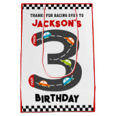 レースカーズ第3誕生日キッズパーティー ミディアムペーパーバッグ (裏面)