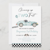 レースカーセカンド誕生日 招待状 (正面)