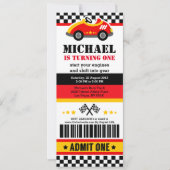 レースカーチケットパス誕生日パーティーの招待 招待状 (正面)
