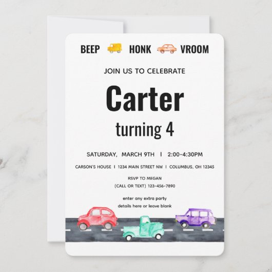 レースカーツーファストヴィンテージボーイ輸送 招待状 (正面)