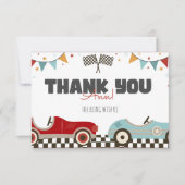 レースカーツーファスト誕生日サンキューカード 招待状 (正面)