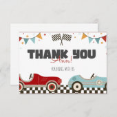 レースカーツーファスト誕生日サンキューカード 招待状 (正面/裏面)