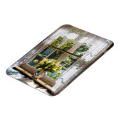 レースカーテンとチューリップ付き窓 マグネット (左側)