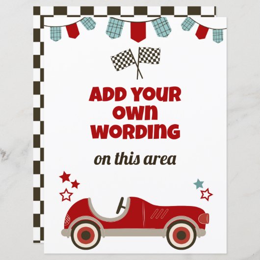 レースカーテーマカスタム標識 (正面/裏面)