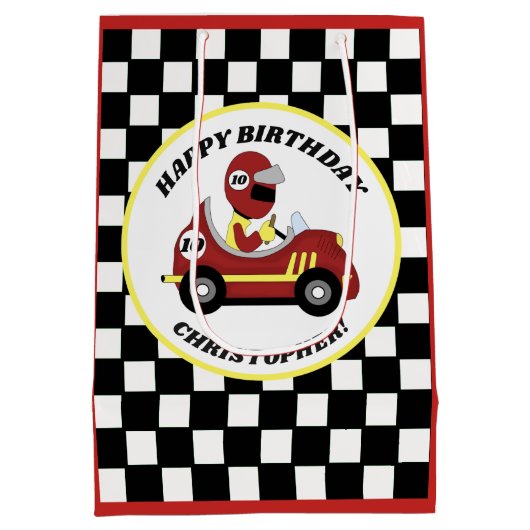 レースカーテーマ誕生日会パーソナライズされた ミディアムペーパーバッグ (裏面)