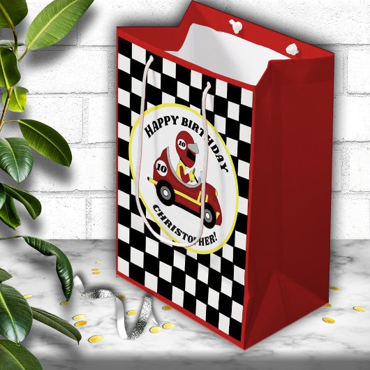 レースカーテーマ誕生日会パーソナライズされた ミディアムペーパーバッグ