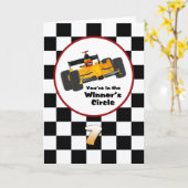 レースカーハッピーセブン誕生日カード カード (黄色い花)