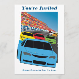 レースカーバースデーパーティーの招待 – 編集可能 招待状