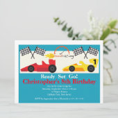 レースカーバースデーパーティ招待状 招待状 (スタンド正面)