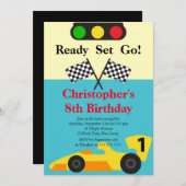 レースカーバースデーパーティ招待状 招待状 (正面/裏面)