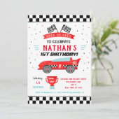 レースカーバースデーパーティ招待状 招待状 (スタンド正面)