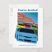 レースカーパーティの招待状はがき – 編集可能 インビテーションポストカード (正面/裏面)