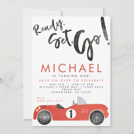 レースカーパーティー招待状 招待状 (正面)