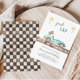 レースカーファーストラップ誕生日招待状 招待状