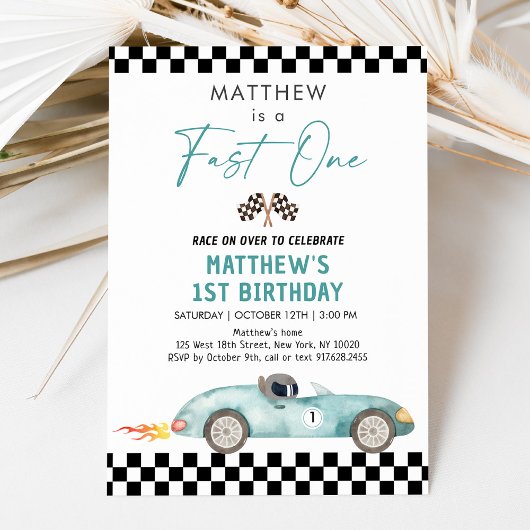 レースカーファースト誕生日ファーストワン 招待状
