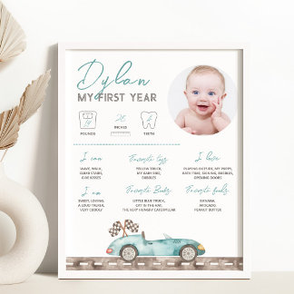 レースカーフォトマイルストーンサイン ポスター