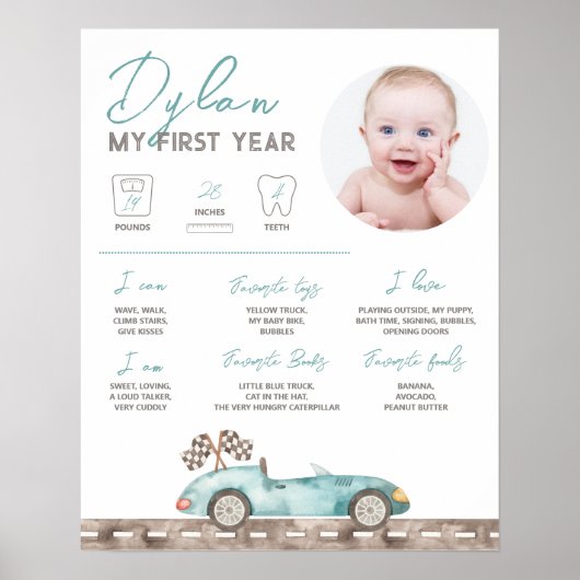 レースカーフォトマイルストーンサイン ポスター (正面)