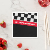 レースカーブラックアンドレッドファースト誕生日 カスタム スタンダードカクテルナプキン (インサイチュ)