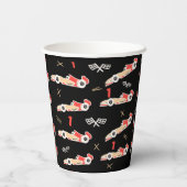 レースカーブラックアンドレッドファースト誕生日 カスタム 紙コップ (裏面)