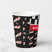 レースカーブラックアンドレッドファースト誕生日 カスタム 紙コップ (右)