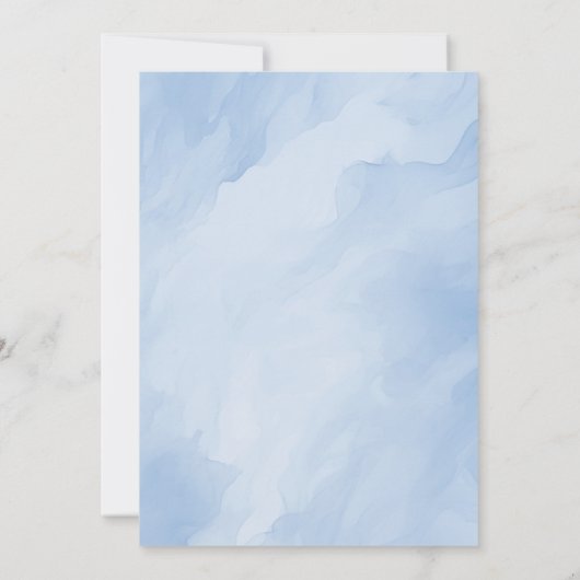 レースカーブルーウォーターカラーボーイファースト誕生日 招待状 (裏面)