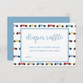 レースカーブルーボーイベビーシャワーおむつラッフルカード 招待状 (正面/裏面)